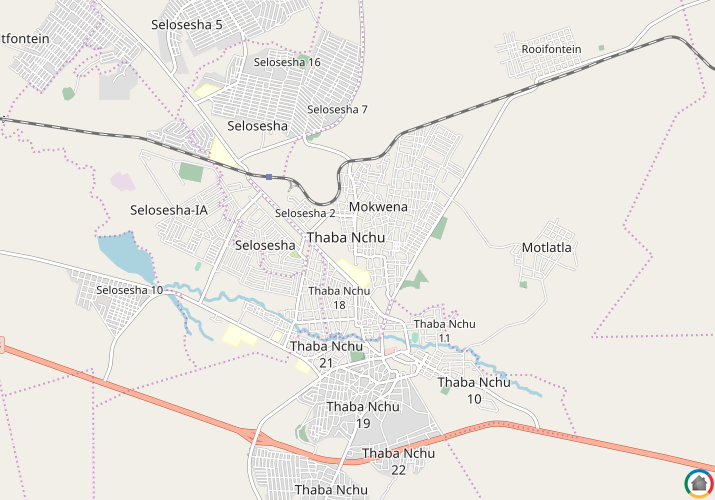 Map location of Thaba Nchu